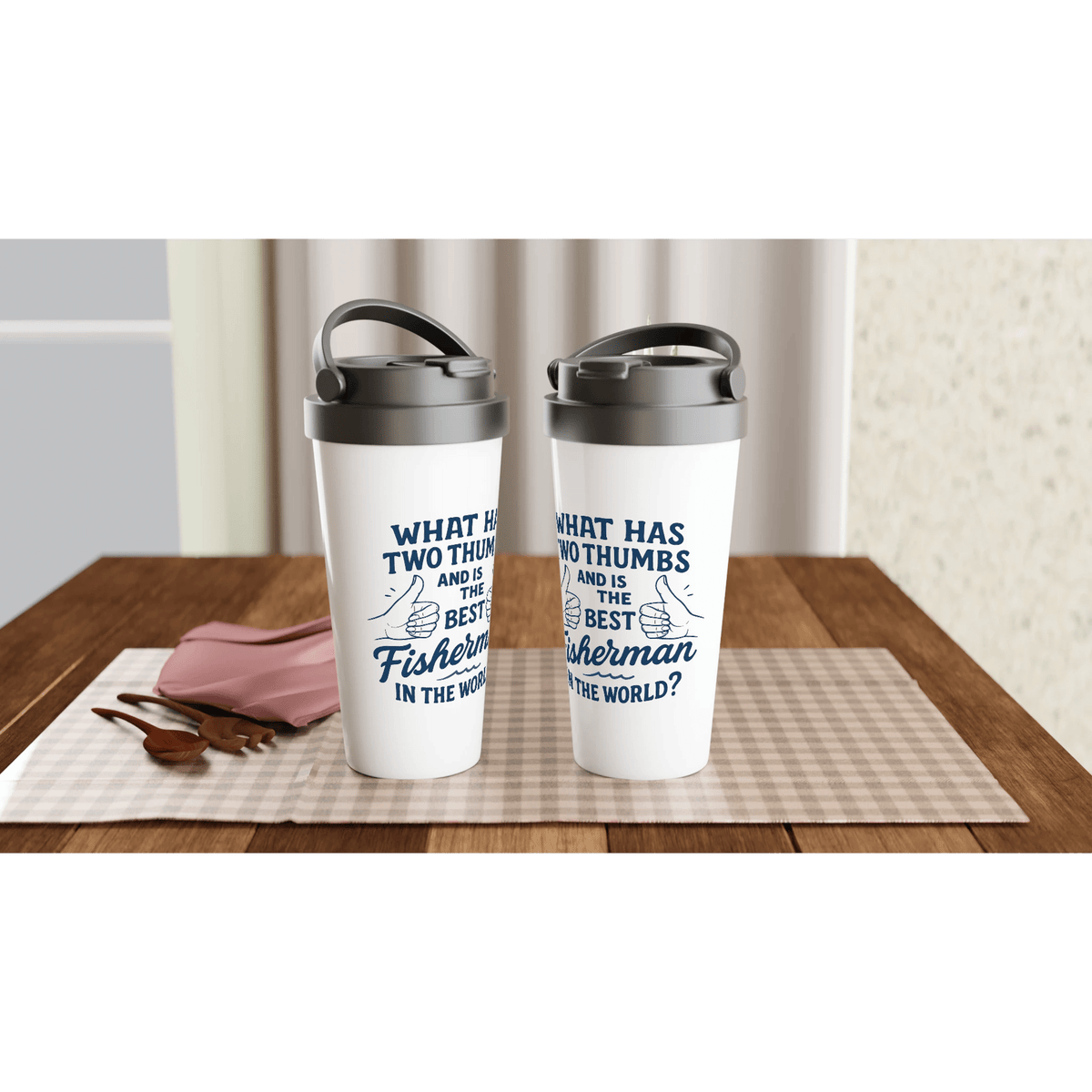 15oz White Stainless Steel Travel Mug – Insulated & Leak - Proof Gift for Fishing Enthusiasts - Get Tight Gear