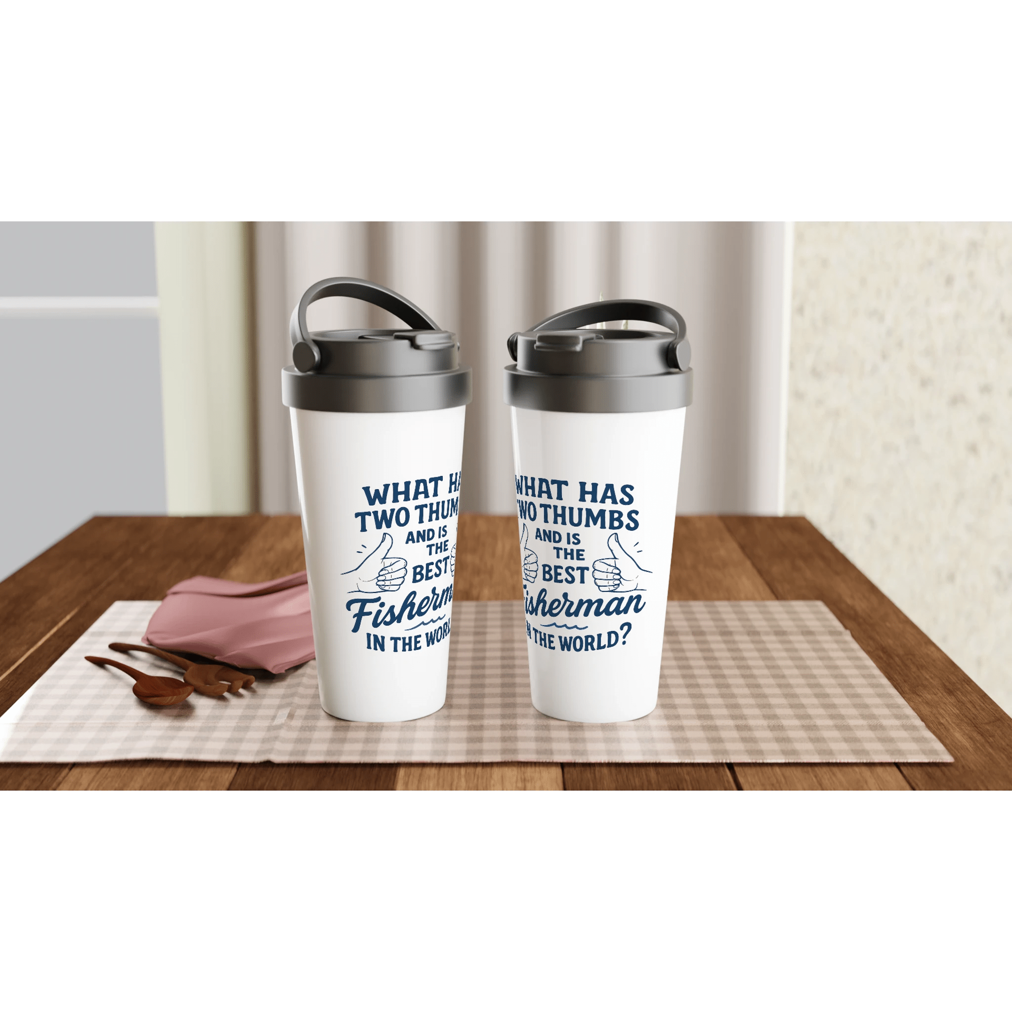 15oz White Stainless Steel Travel Mug – Insulated & Leak - Proof Gift for Fishing Enthusiasts - Get Tight Gear