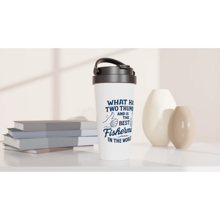 15oz White Stainless Steel Travel Mug – Insulated & Leak - Proof Gift for Fishing Enthusiasts - Get Tight Gear