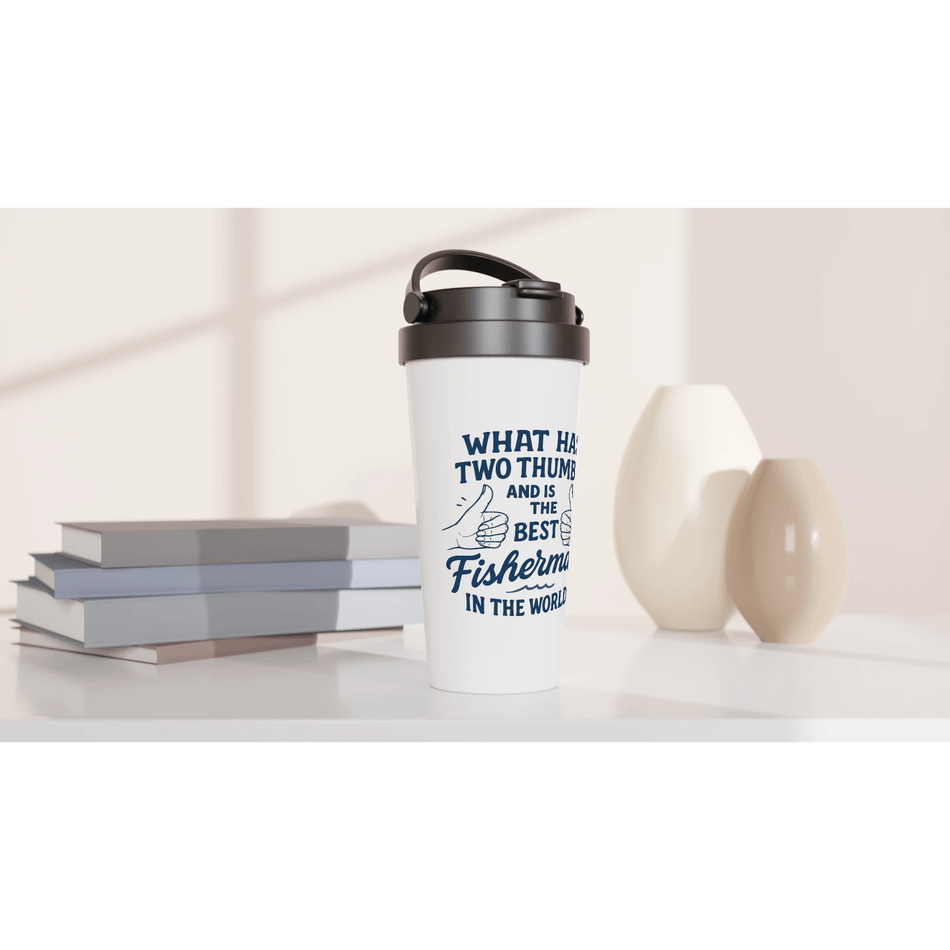 15oz White Stainless Steel Travel Mug – Insulated & Leak - Proof Gift for Fishing Enthusiasts - Get Tight Gear