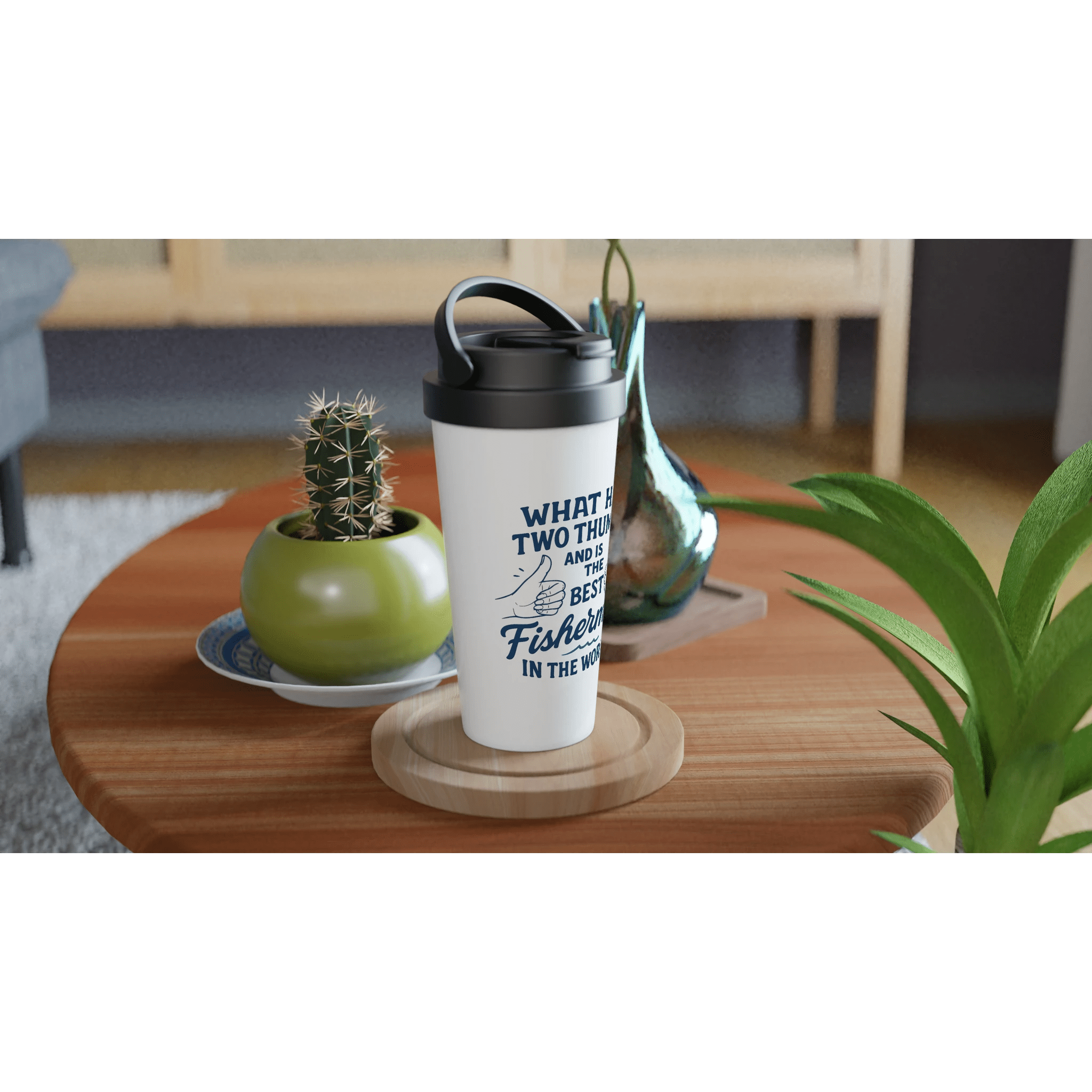 15oz White Stainless Steel Travel Mug – Insulated & Leak - Proof Gift for Fishing Enthusiasts - Get Tight Gear