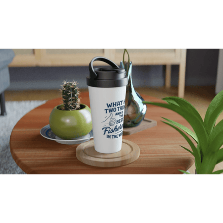 15oz White Stainless Steel Travel Mug – Insulated & Leak - Proof Gift for Fishing Enthusiasts - Get Tight Gear