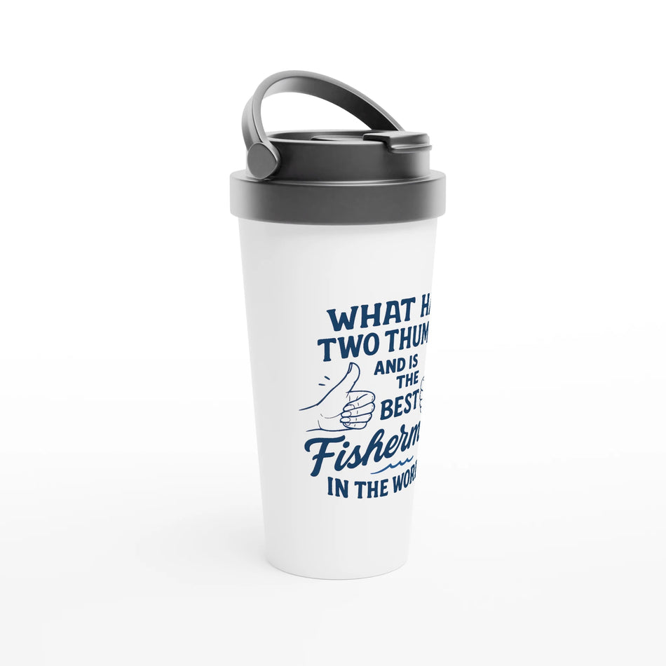 15oz White Stainless Steel Travel Mug – Insulated & Leak - Proof Gift for Fishing Enthusiasts - Get Tight Gear
