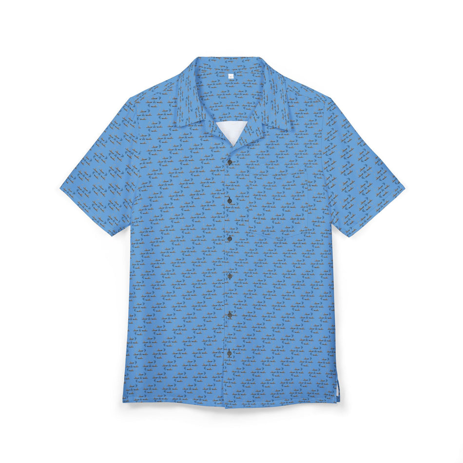 Hawaiian Fishing Shirt - Sportfish Design - Light Blue