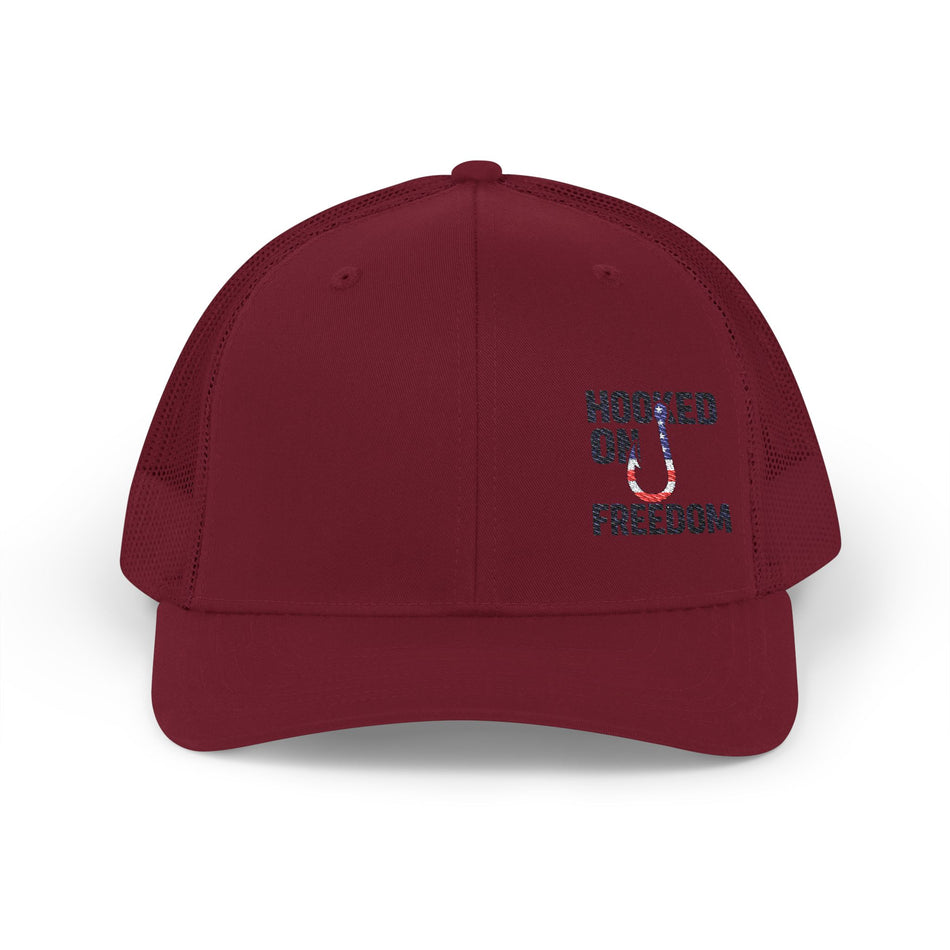 Gorra de camionero con cierre a presión "Hooked on Freedom" - Gorra de pesca bordada