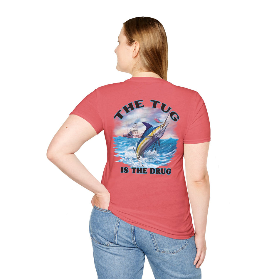 The Tug Is The Drug™ Fishing Enthusiast Unisex Softstyle T-Shirt | Coastal Vibes, Gift for Fishermen, Casual Wear, Outdoor Apparel, Beach Day