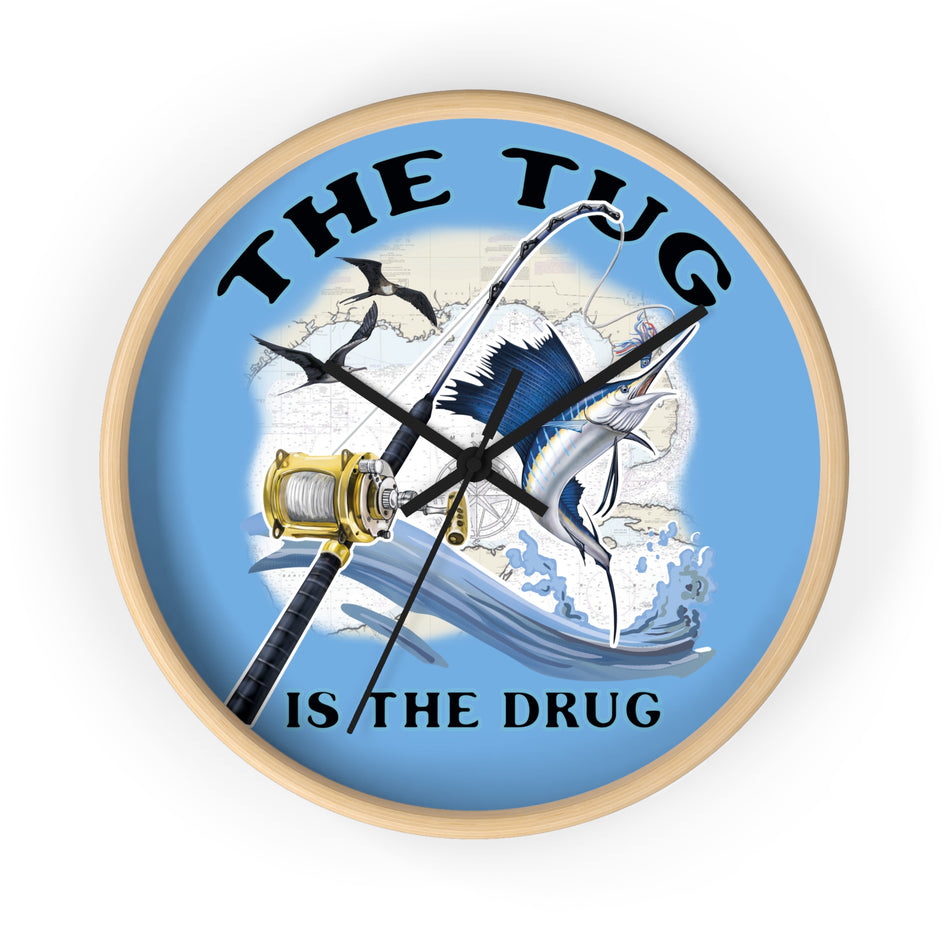 The Tug Is The Drug™ Nautical Wall Clock - Perfect Gift for Anglers