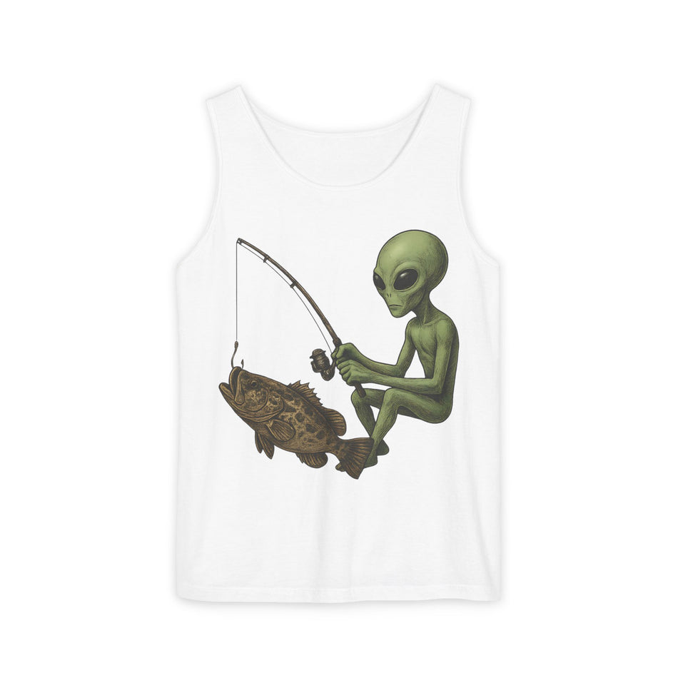 Alien Fishing Tank Top | Unisex Garment-Dyed Sleeveless Tee