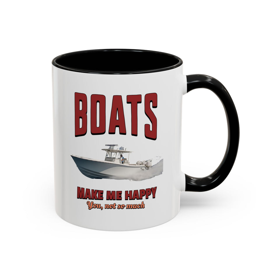 Custom Coffee Mug - Boats Make Me Happy Design