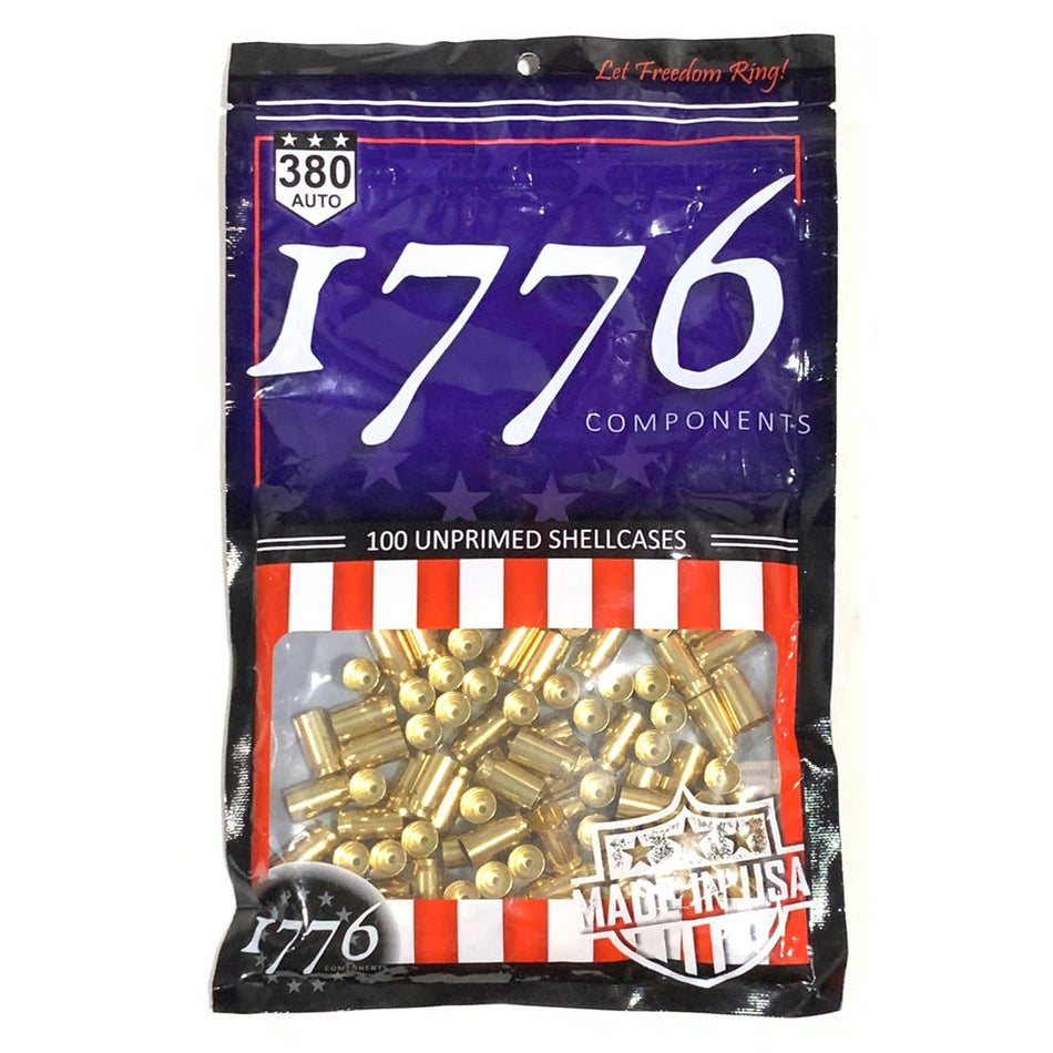 1776 USA Unprimed Brass 380 ACP 100 pc. - Get Tight Gear