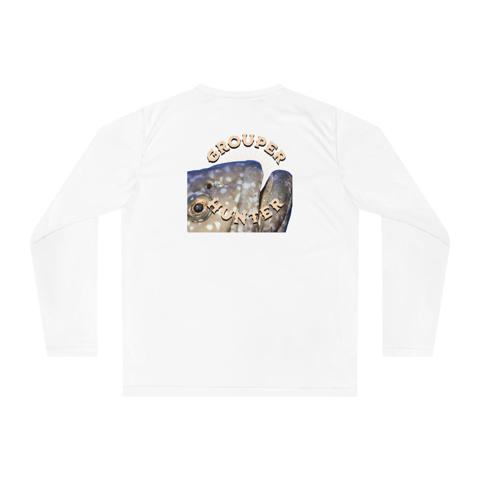 Unisex Performance Long Sleeve Shirt - "Grouper Hunter" Fishing Graphic Tee for Fishing Enthusiasts