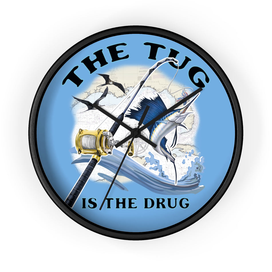 The Tug Is The Drug™ Nautical Wall Clock - Perfect Gift for Anglers