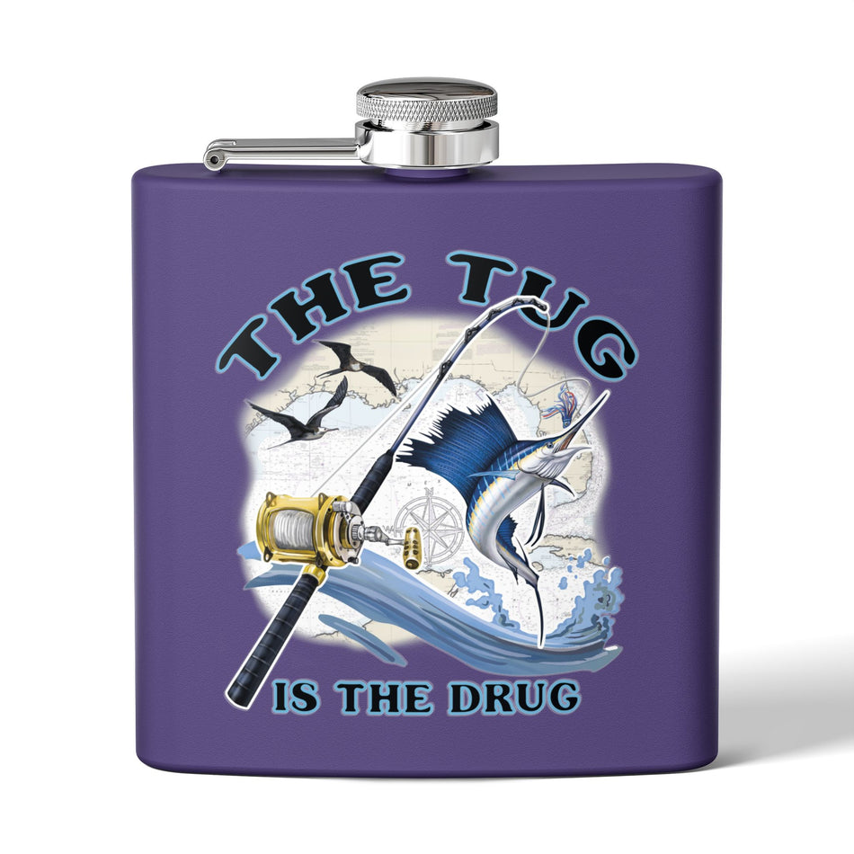 The Tug is the Drug™ Fishing-Themed Stainless Steel Flask - 6oz Outdoor Drinkware