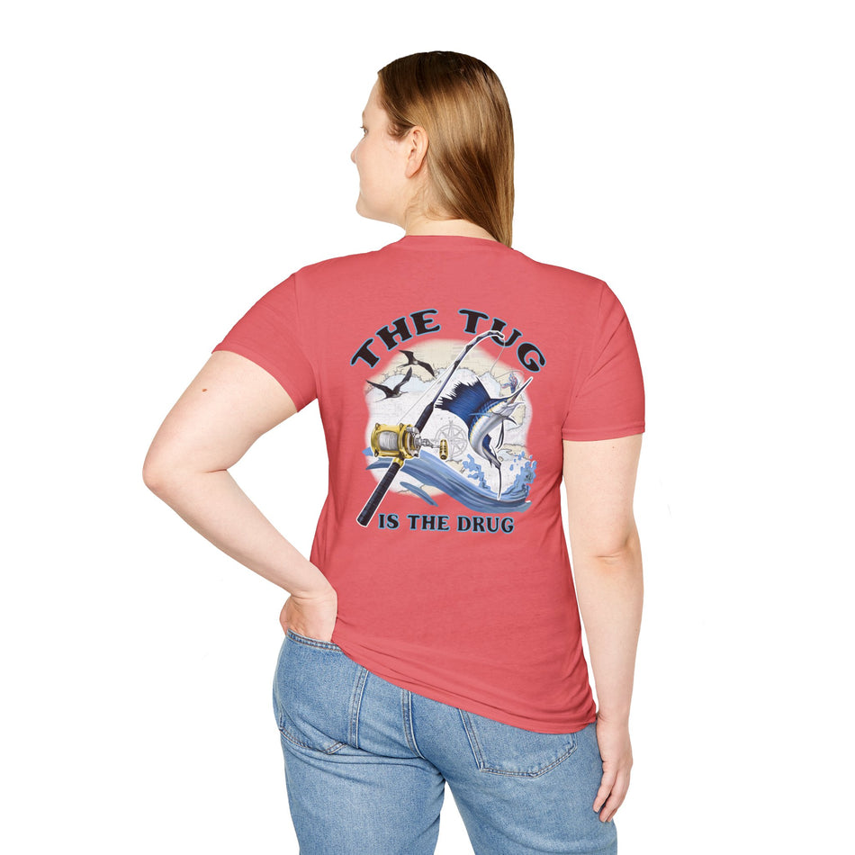 The Tug Is The Drug™ Fishing Enthusiast Unisex Softstyle T-Shirt | Coastal Vibes, Gift for Fishermen, Casual Wear, Outdoor Apparel, Beach Day