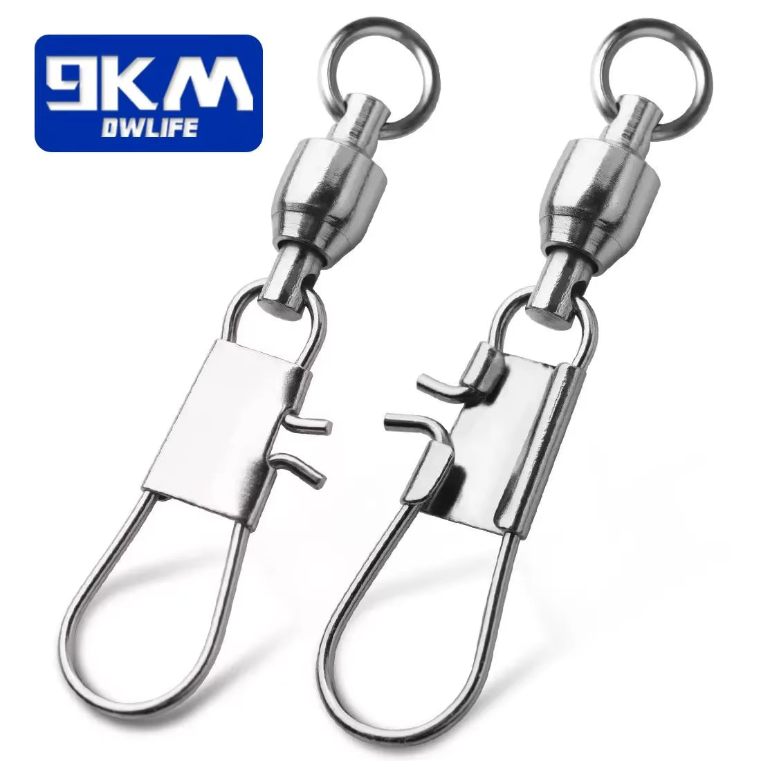 Professional Stainless Steel Snap Fishing Swivels with Ball Bearing Interlock - Available in Packs of 20 to 100 Pieces for Enhanced Fishing Performance