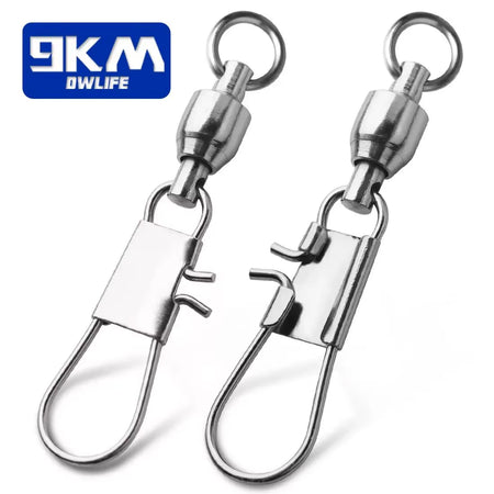 Professional Stainless Steel Snap Fishing Swivels with Ball Bearing Interlock - Available in Packs of 20 to 100 Pieces for Enhanced Fishing Performance