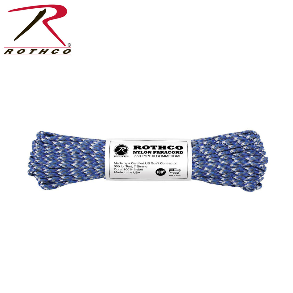 Rothco 550lb Type III Nylon Camo Paracord Blue Camo Size 100'