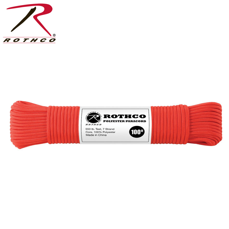Rothco 550lb Type III Polyester Paracord Red Size 100'