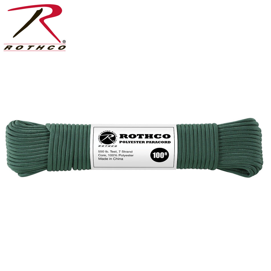 Rothco 550lb Type III Polyester Paracord Hunter Green Size 100'