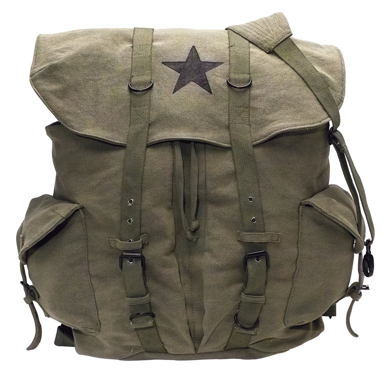 Rothco Vintage Weekender Canvas Backpack with Star Olive Drab