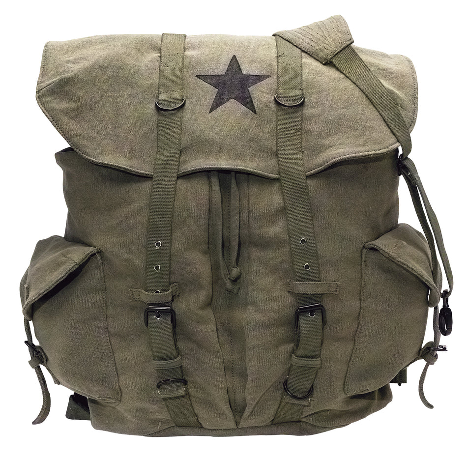 Rothco Vintage Weekender Canvas Backpack with Star Olive Drab