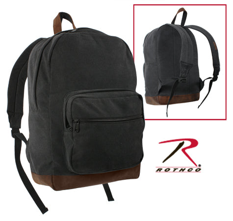 Rothco Vintage Canvas Teardrop Backpack With Leather Accents Black
