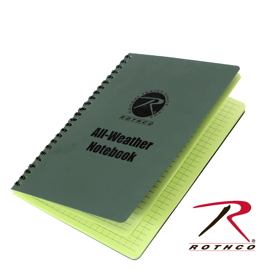Rothco All-Weather Waterproof Notebook Olive Drab Size 6" x 8"