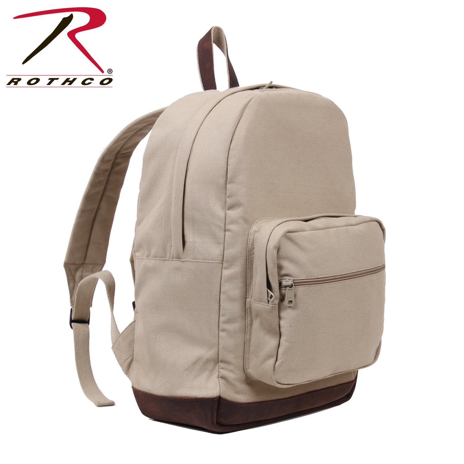 Rothco Vintage Canvas Teardrop Backpack With Leather Accents Khaki