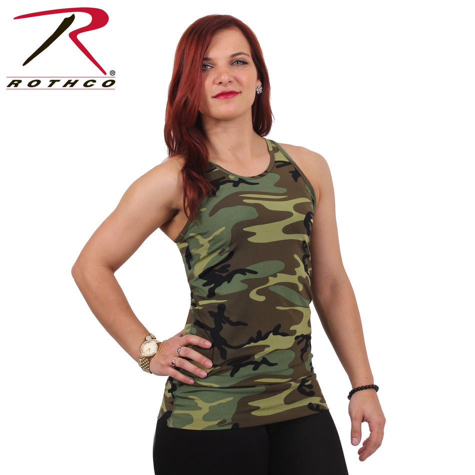 Rothco Womens Camo Workout Performance Tank Top Woodland Camo Size M