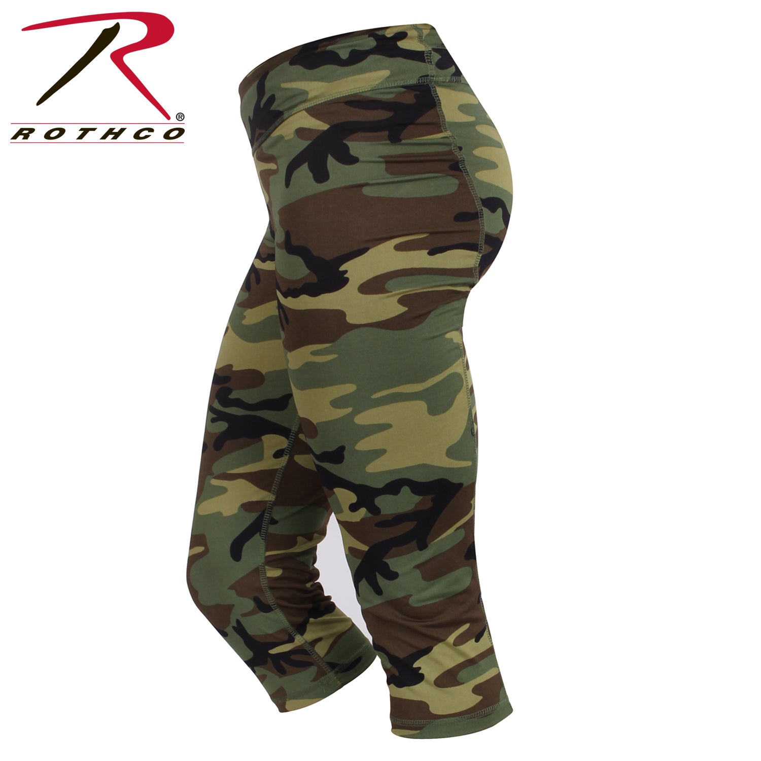 Womens Camo Workout Performance Capris Woodland Camo Size XL