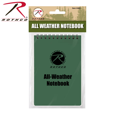 Rothco All-Weather Waterproof Notebook Olive Drab Size 4" x 6"