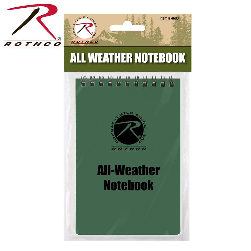 Rothco All-Weather Waterproof Notebook Olive Drab Size 4" x 6"