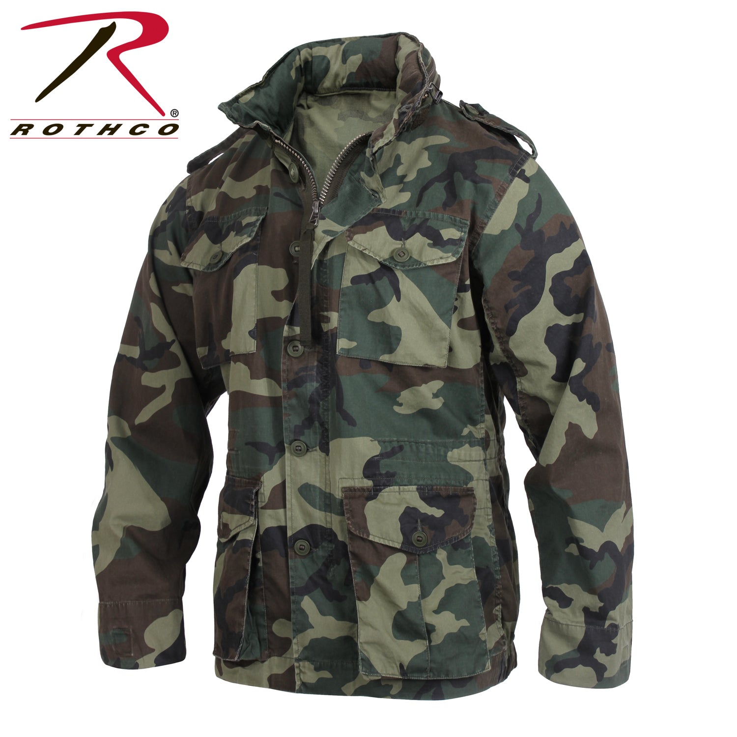 Rothco Vintage Lightweight M-65 Field Jacket Woodland Camo Size XL