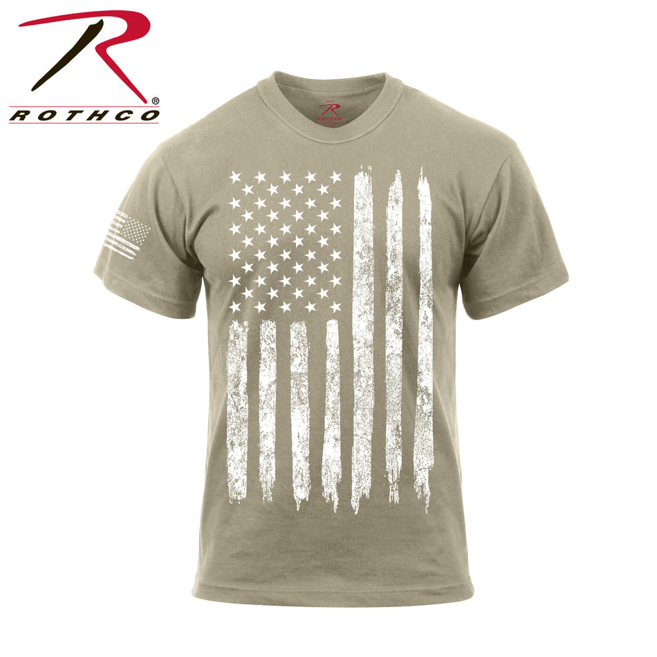 Rothco Distressed US Flag Athletic Fit T-Shirt Desert Sand Size S