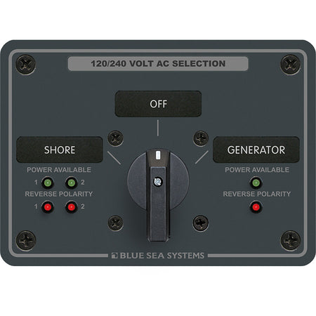 Blue Sea 8386 AC Rotary Switch Panel 30 Ampere 2 Positon + OFF, 4 Pole