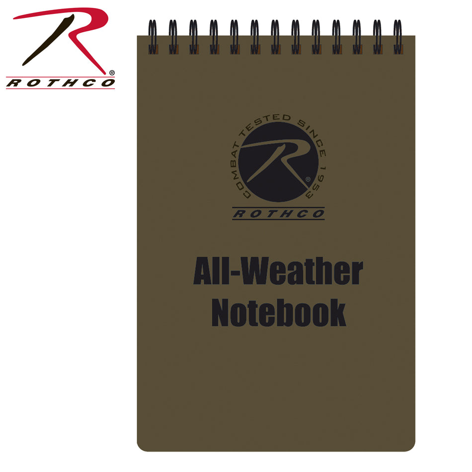 Rothco All-Weather Waterproof Notebook Coyote Brown Size 4" x 6"