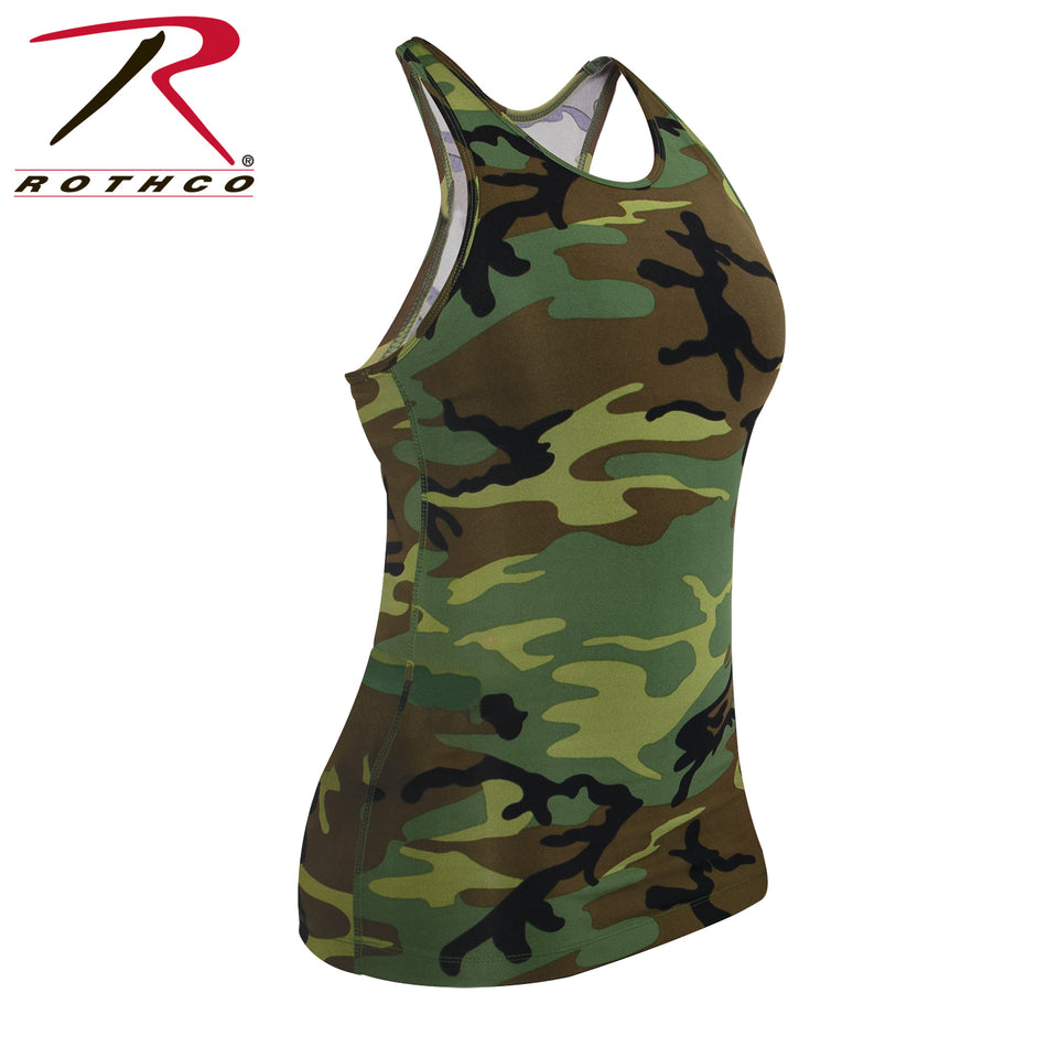 Rothco Womens Camo Workout Performance Tank Top Woodland Camo Size L