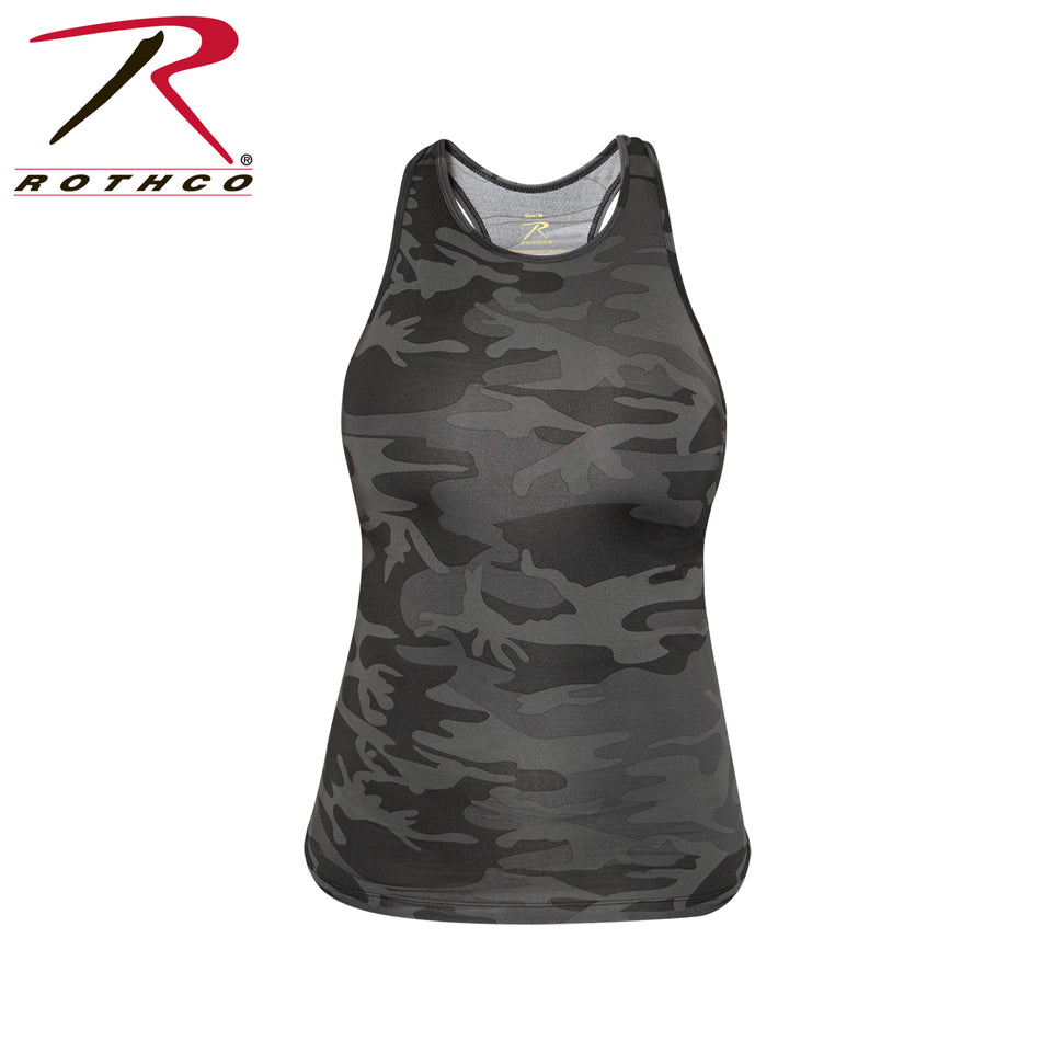 Rothco Womens Camo Workout Performance Tank Top Black Camo Size 2XL