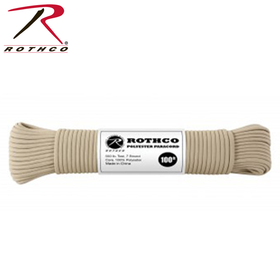 Rothco 550lb Type III Polyester Paracord Tan Size 50'