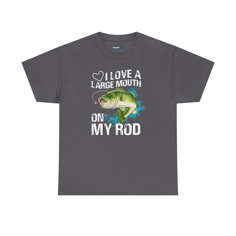 Camiseta unisex de algodón grueso para amantes de la pesca: "Me encantan las bocas grandes en mi caña".