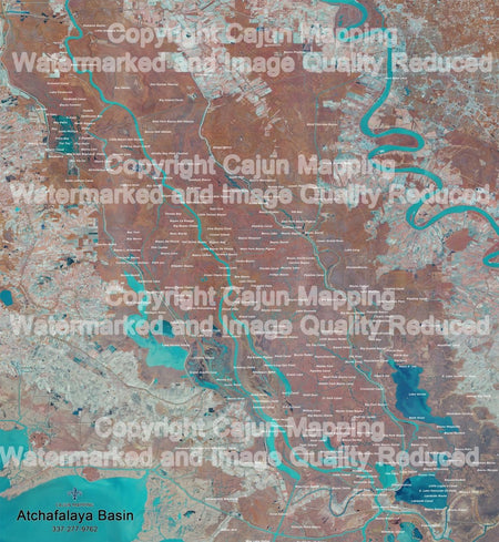 24" x 26.5" Printed Map of The Atchafalaya Basin - Get Tight Gear