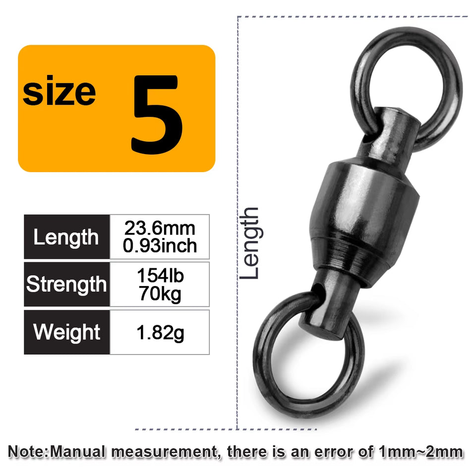 9KM 10-Piece Heavy-Duty Fishing Ball Bearing Swivels with Durable Stainless Steel Connectors