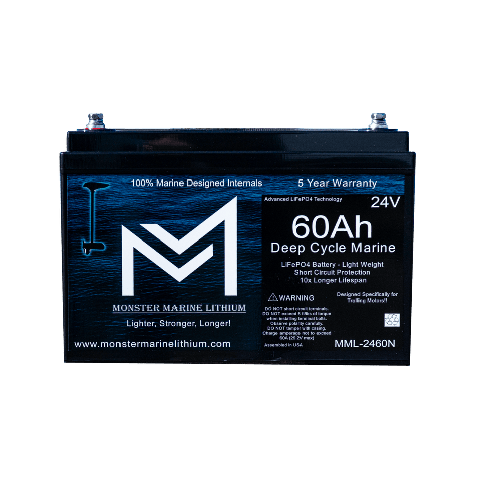 24V 60Ah Lithium Deep Cycle Marine Trolling Battery - Bluetooth - MML - 2460B - Get Tight Gear
