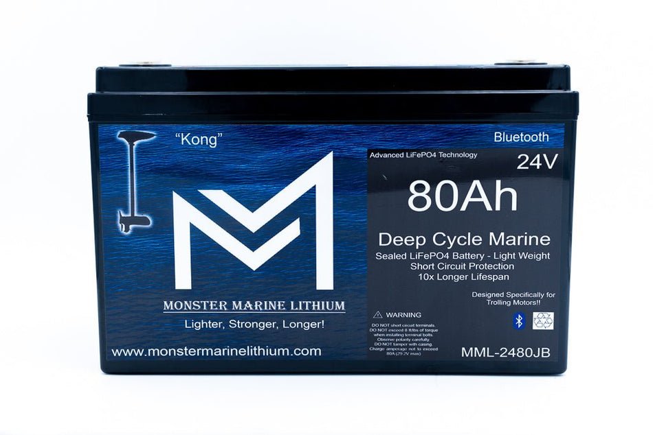 24V 80Ah Lithium Bluetooth Marine Trolling Battery "Kong" - Get Tight Gear