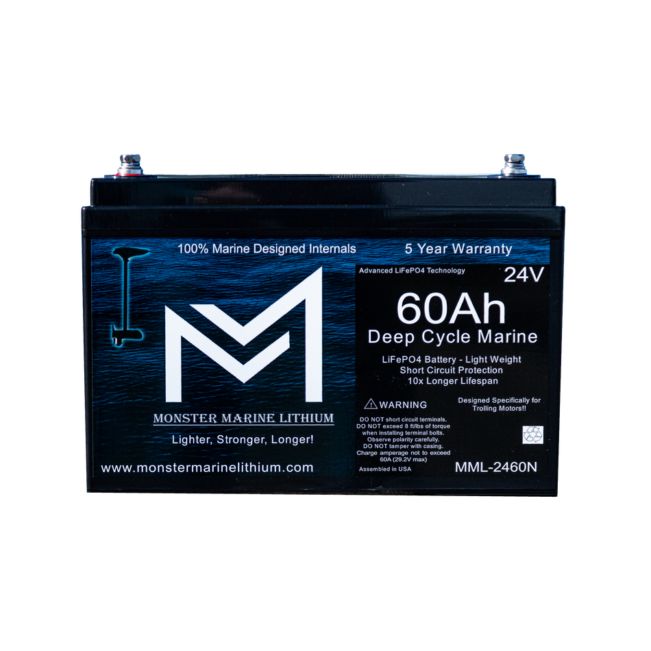 24V 60Ah Lithium Deep Cycle Marine Trolling Battery - Bluetooth - MML-2460B