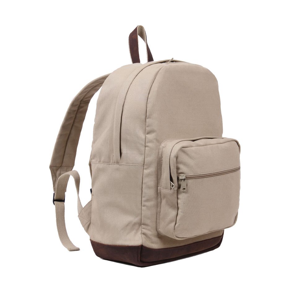Rothco Vintage Canvas Teardrop Backpack With Leather Accents Khaki