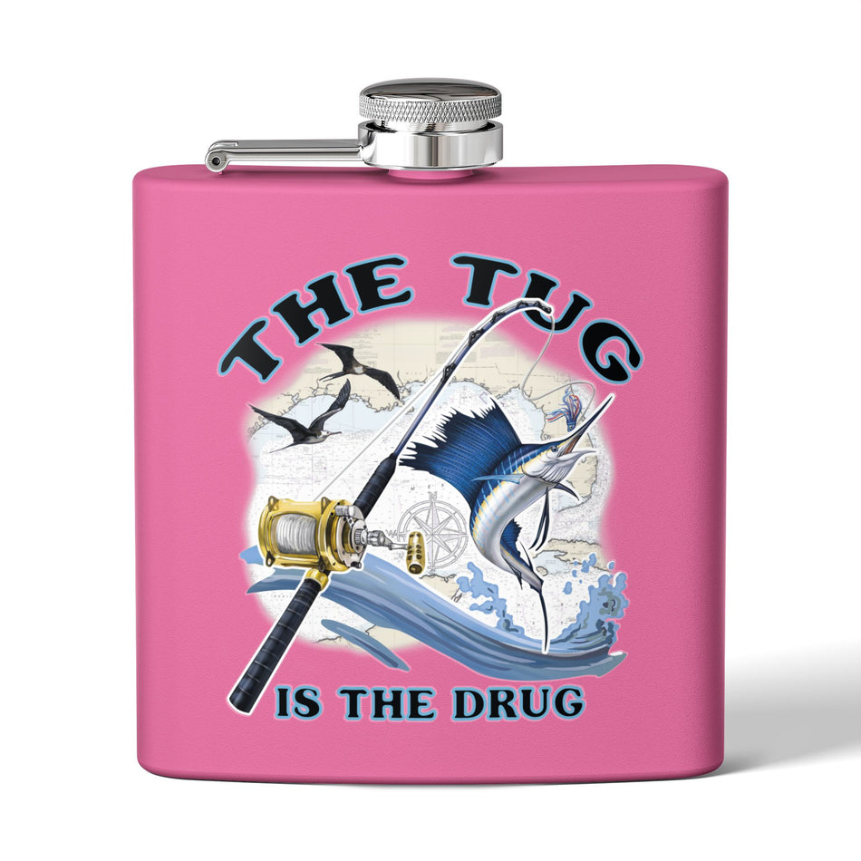 The Tug is the Drug™ Fishing-Themed Stainless Steel Flask - 6oz Outdoor Drinkware