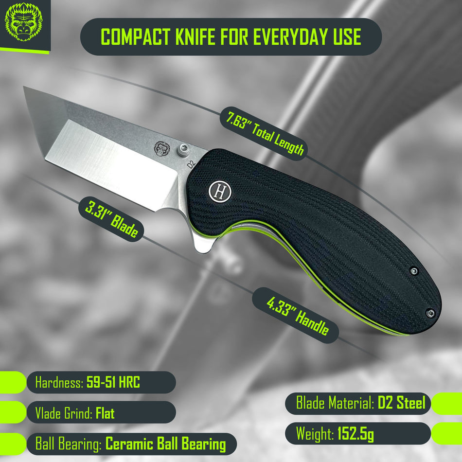 The Pioneer Folding Pocket Knife Giftset for Men and Women (Silver and Green)