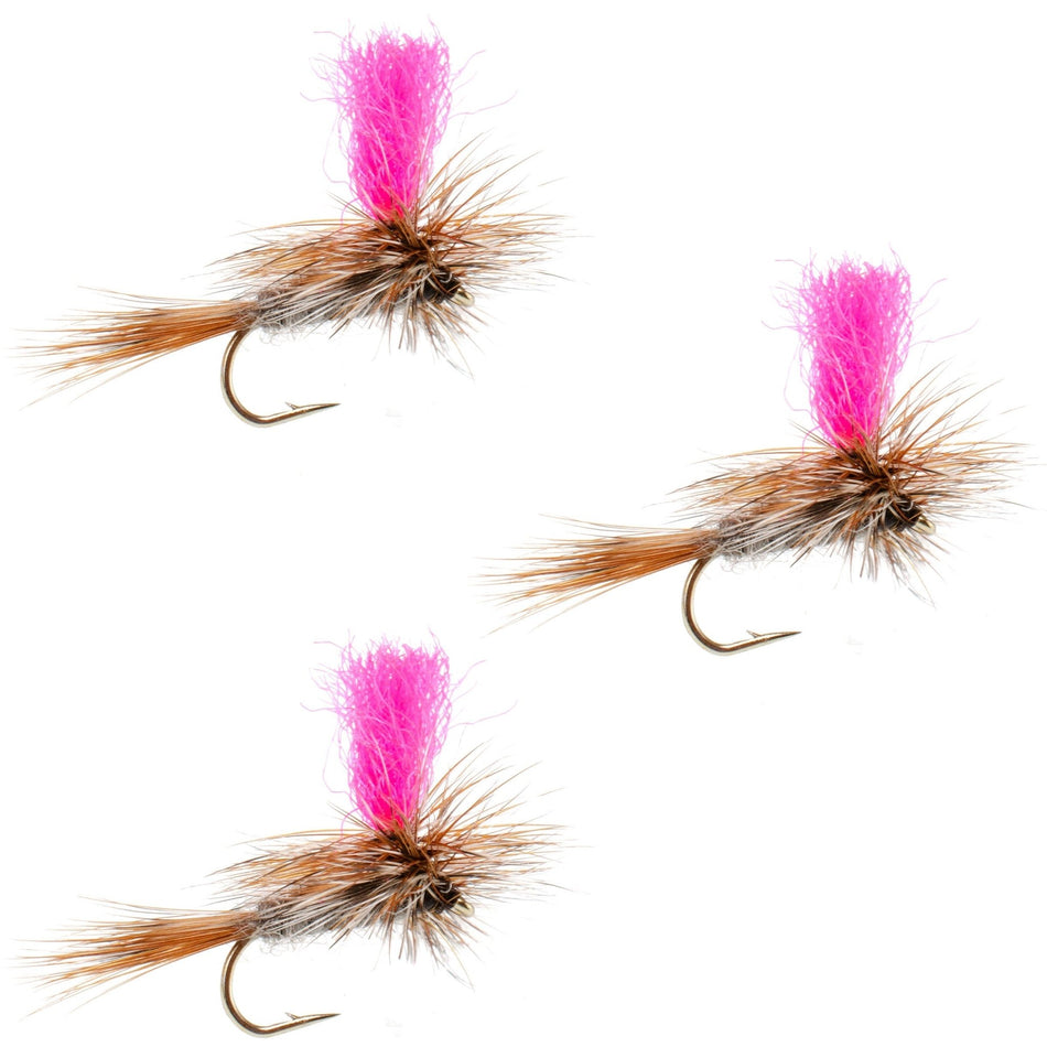 3 Pack Adams Hi - Viz Parachute Classic Dry Fly - Hook Size 14 - Get Tight Gear