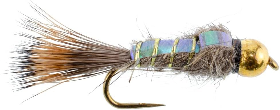 3 Pack Barbless Bead Head Flash Back Gold Ribbed Hare's Ear Nymph Flies Hook Size 16 - Get Tight Gear